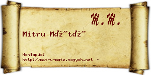 Mitru Máté névjegykártya