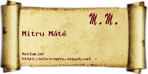 Mitru Máté névjegykártya